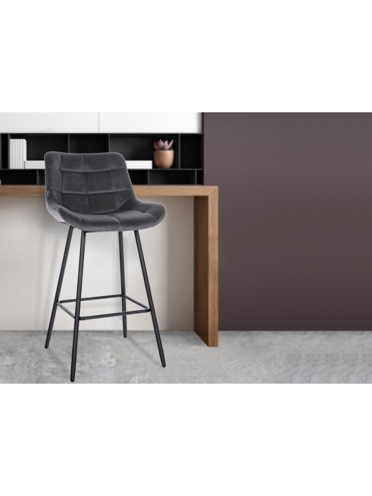 Banqueta alta Weston veludo, cinza escuro
