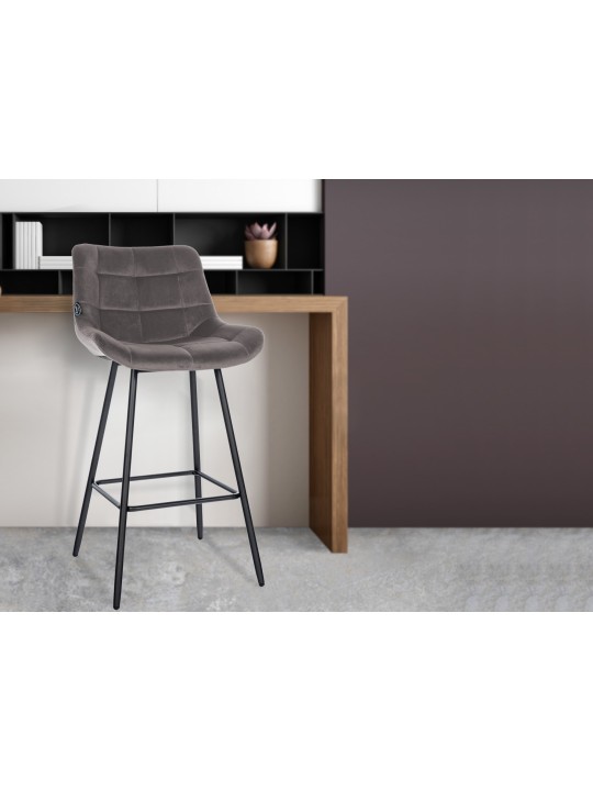 Banqueta alta Weston veludo, cinza