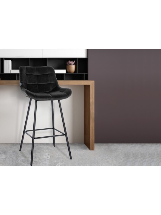 Banqueta alta Weston veludo, preto