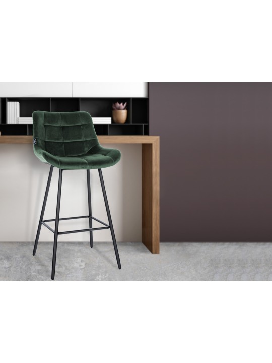Banqueta alta Weston veludo, verde escuro
