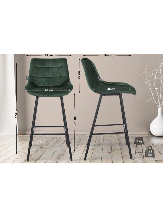Banqueta alta Weston veludo, verde escuro