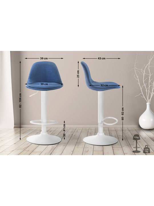 Banqueta alta tecido Kiel, azul