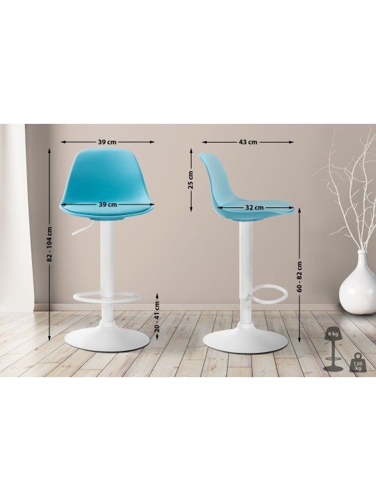 Banqueta alta Kiel couro sintético, azul