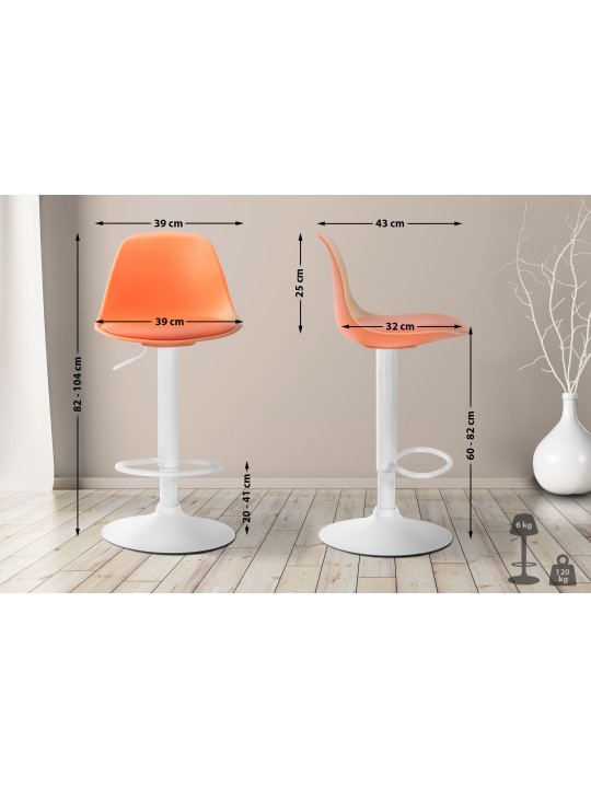 Banqueta alta Kiel couro sintético, laranja