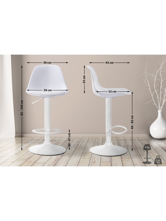 Banqueta alta Kiel couro sintético, branco