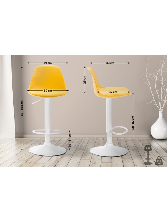 Banqueta alta Kiel couro sintético, amarelo Banqueta alta Kiel couro sintético, amarelo