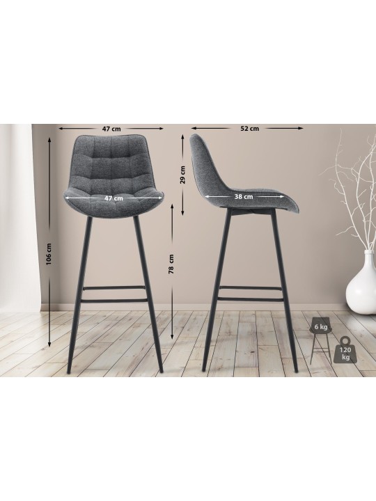 Banqueta alta tecido Dartford, cinza escuro