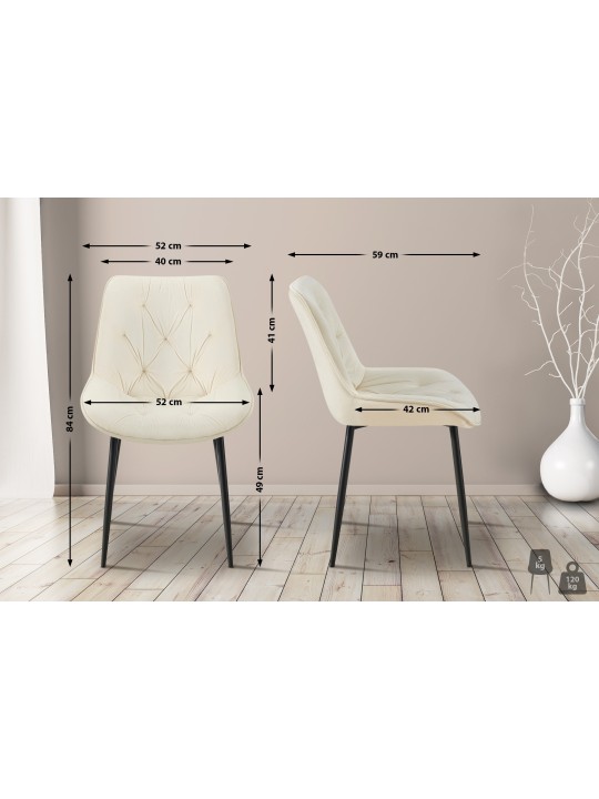 Cadeira de jantar de veludo Wallace, creme