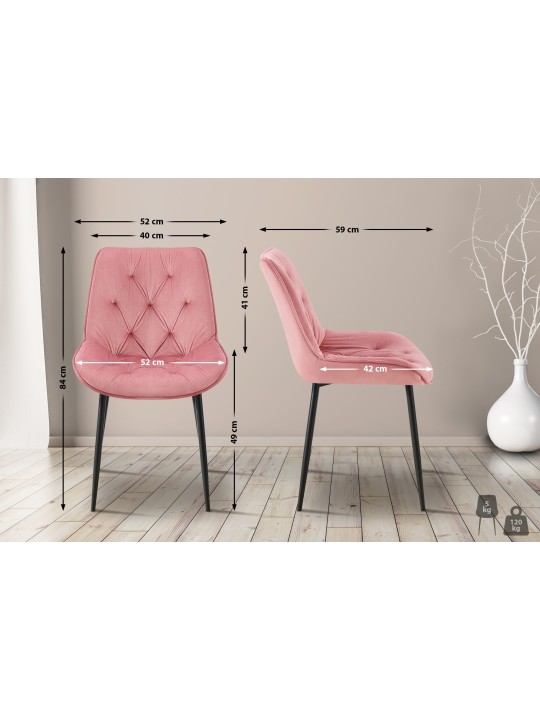 Cadeira de jantar de veludo Wallace, rosa