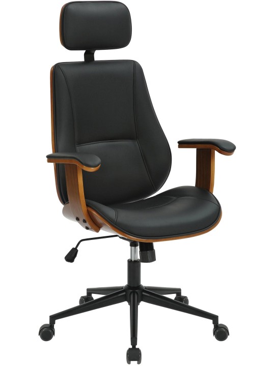 Cadeira de escritório Lugo pele sintética, nogueira/preto