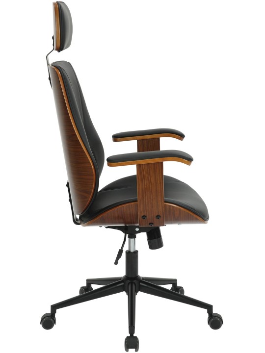 Cadeira de escritório Lugo pele sintética, nogueira/preto
