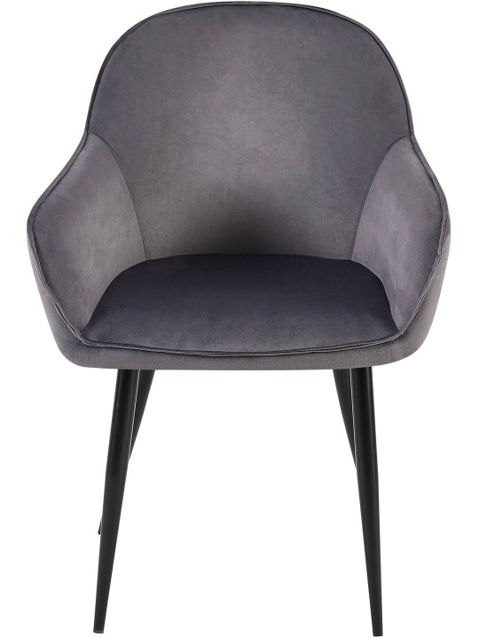 Conjunto de 2 cadeiras de jantar em veludo Boise, cinza escuro