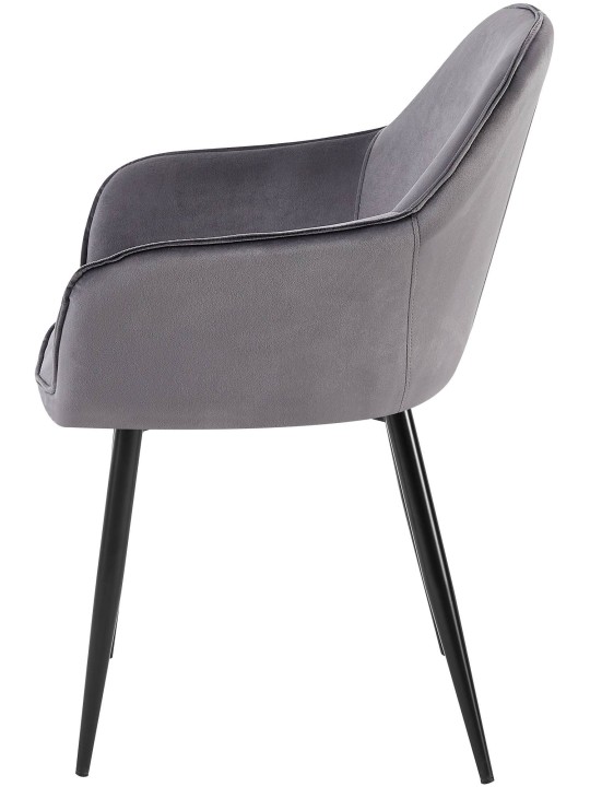 Conjunto de 2 cadeiras de jantar em veludo Boise, cinza escuro