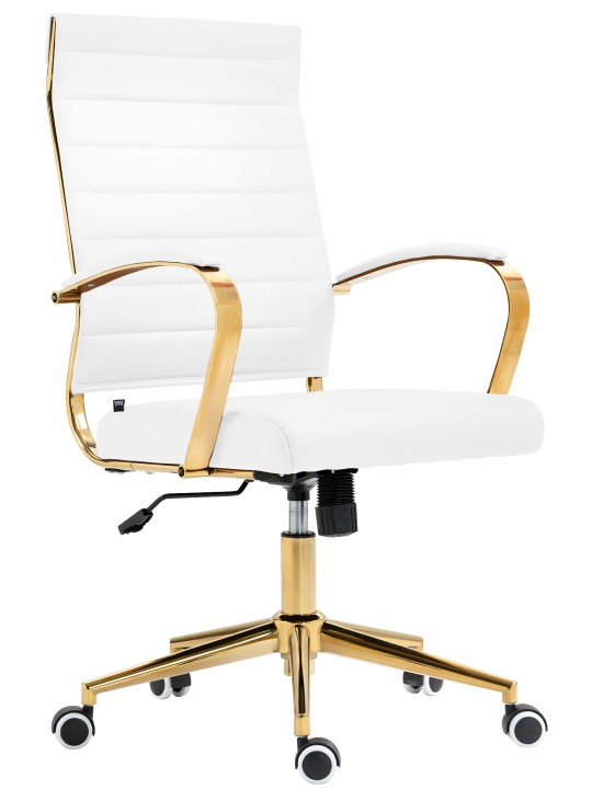Cadeira de escritório em couro sintético Havana, branco