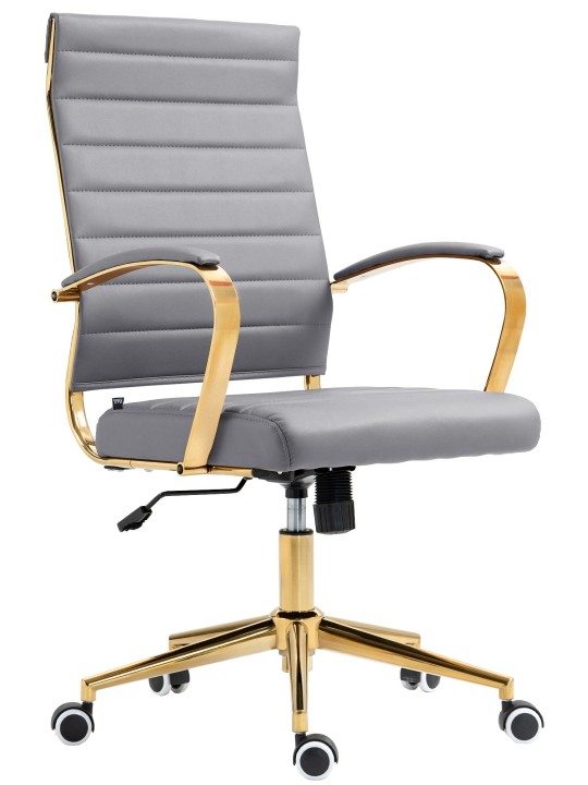 Cadeira de escritório em couro sintético Havana, cinza