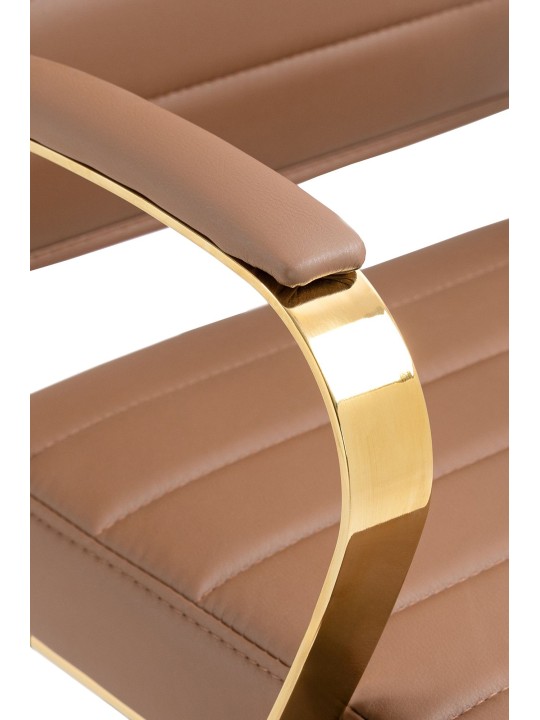 Cadeira de escritório em couro sintético Havana, castanho claro