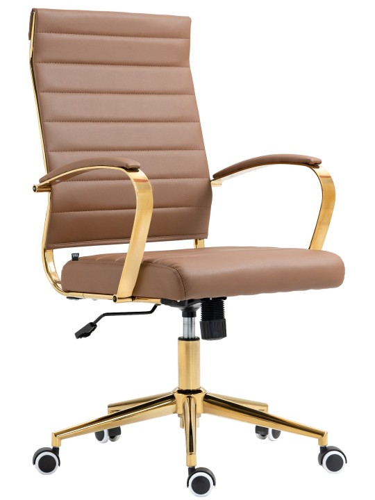 Cadeira de escritório em couro sintético Havana, castanho claro