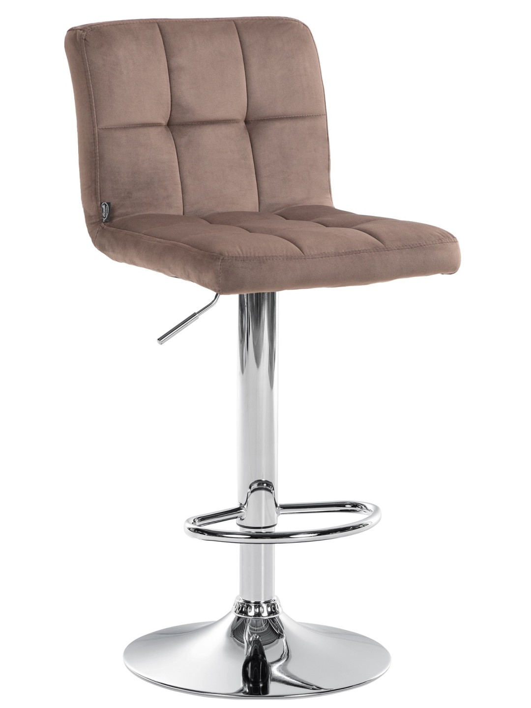 Banqueta alta Peru veludo cromado, castanho