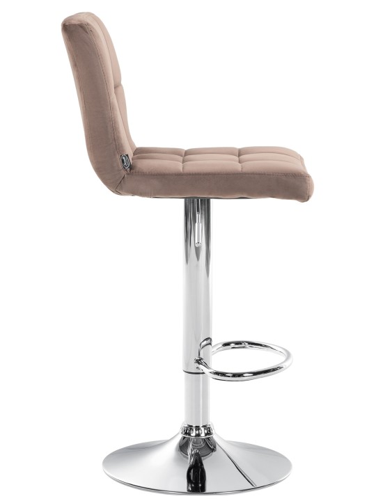 Banqueta alta Peru veludo cromado, castanho