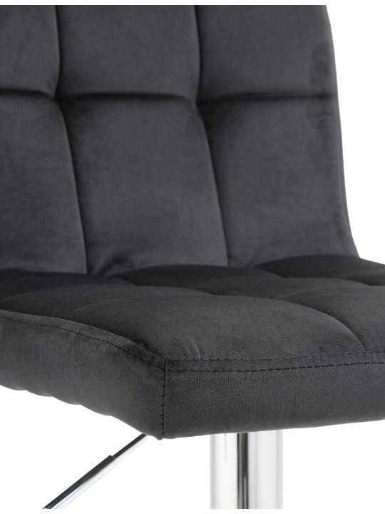 Banqueta alta Peru veludo cromado, preto
