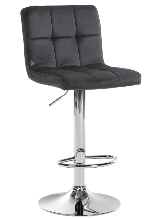 Banqueta alta Peru veludo cromado, preto