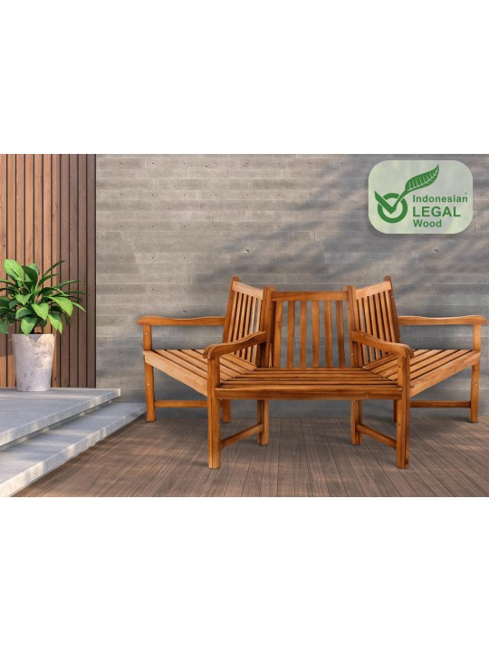 Banco de árvore Kenna com apoio de braço semicircular 200 cm, teca Banco de árvore Kenna com apoio de braço semicircular 200 cm, teca