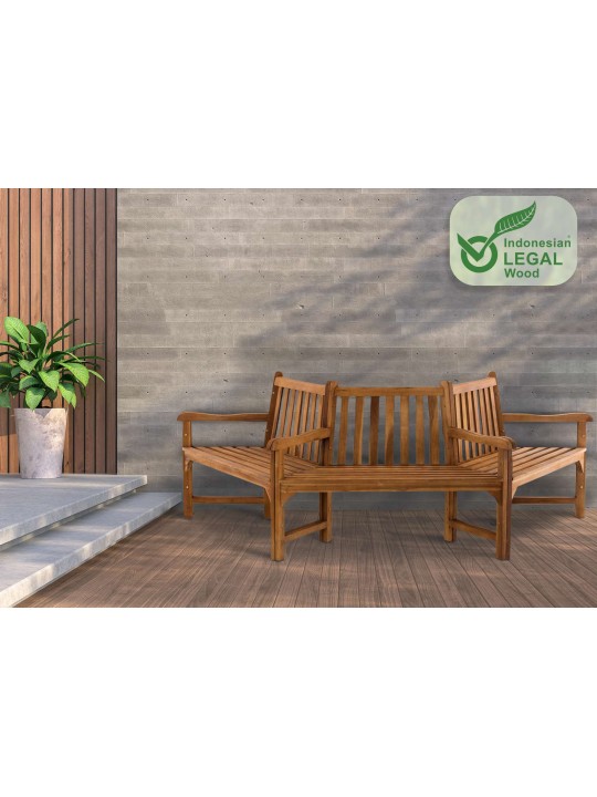 Banco de árvore Kenna com apoio de braço semicircular 250 cm, teca