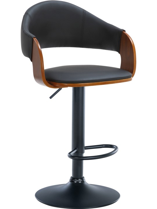 Conjunto de 2 bancos altos em pele sintética Nilse, nogueira/preto