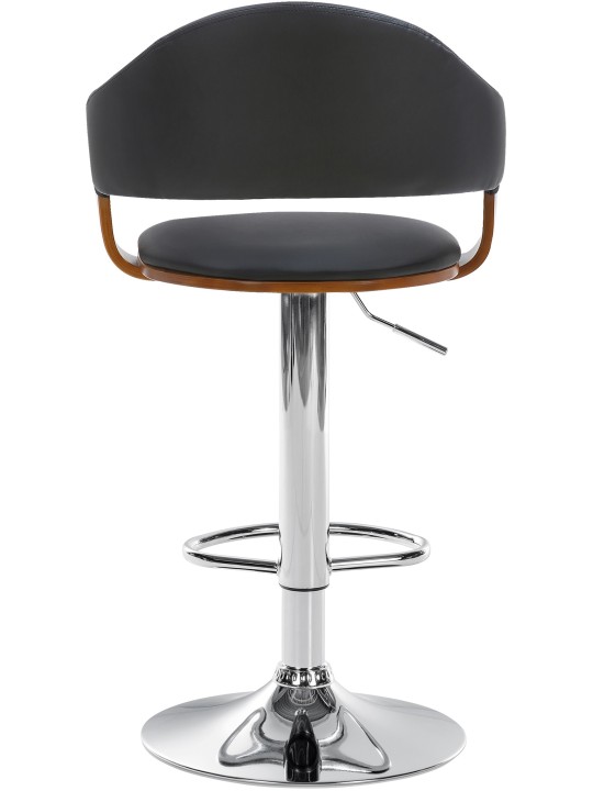 Conjunto de 2 bancos altos Nilse em pele sintética cromada, nogueira/preto