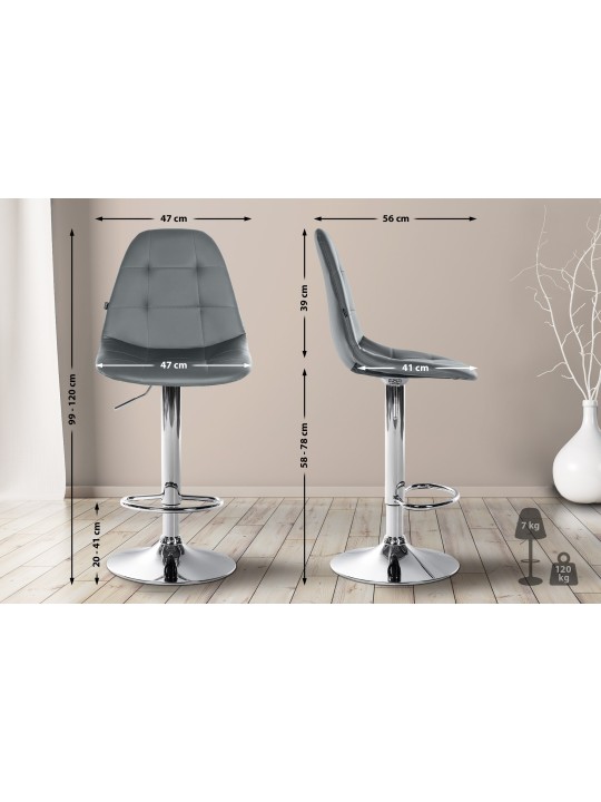 Banqueta alta Elmore couro sintético C, cinza
