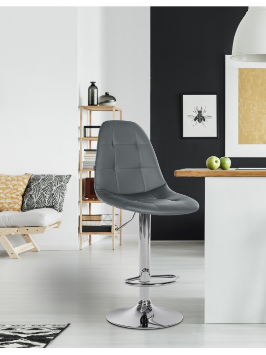 Banqueta alta Elmore couro sintético C, cinza