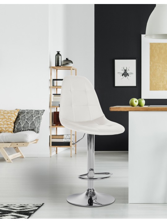 Banqueta alta Elmore couro sintético C, branco