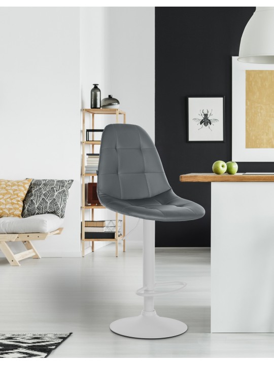 Banqueta alta Elmore couro sintético W, cinza