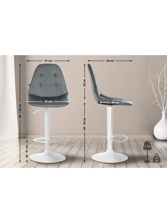 Banqueta alta Elmore couro sintético W, cinza