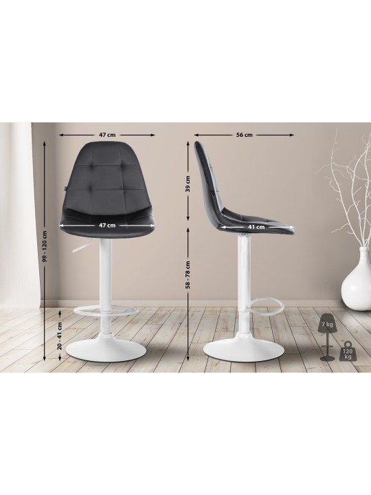 Banqueta alta Elmore couro sintético W, preto