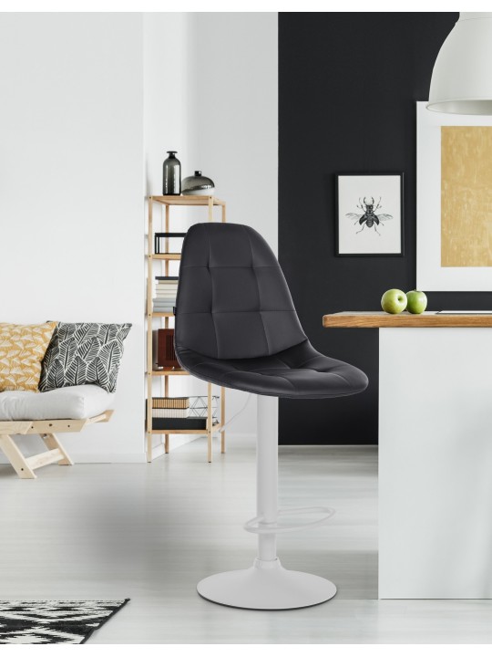 Banqueta alta Elmore couro sintético W, preto