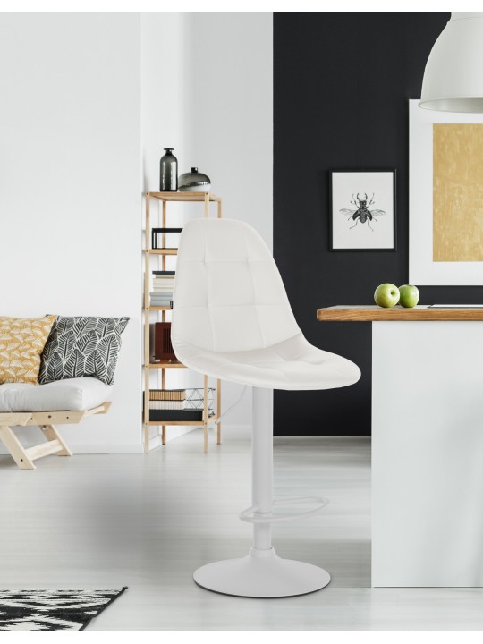 Banqueta alta Elmore couro sintético W, branco