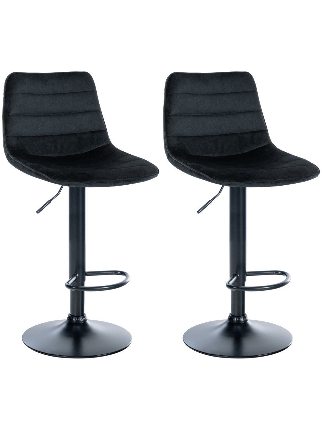 Conjunto de 2 bancos altos Lex veludo, preto