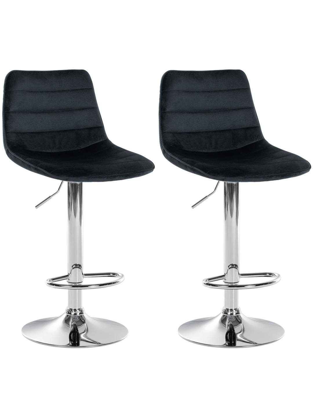 Conjunto de 2 bancos altos Lex veludo cromado, preto