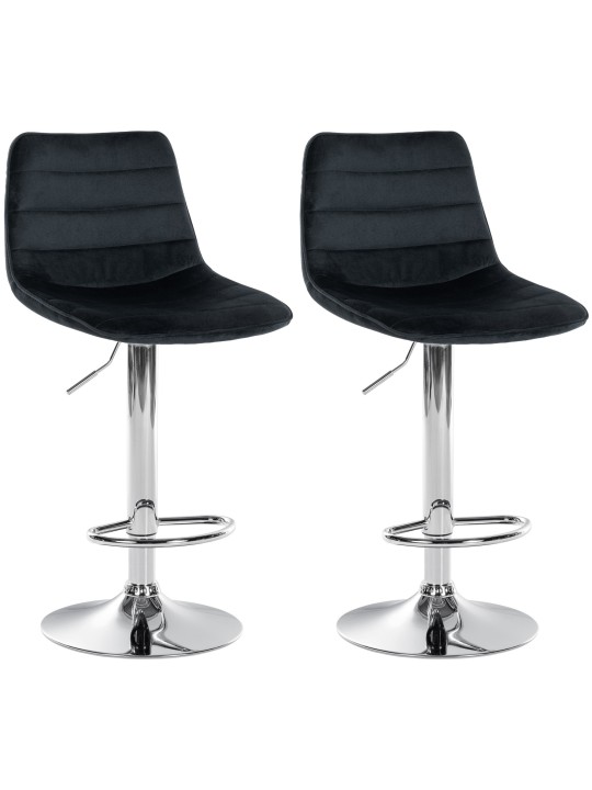 Conjunto de 2 bancos altos Lex veludo cromado, preto Conjunto de 2 bancos altos Lex veludo cromado, preto