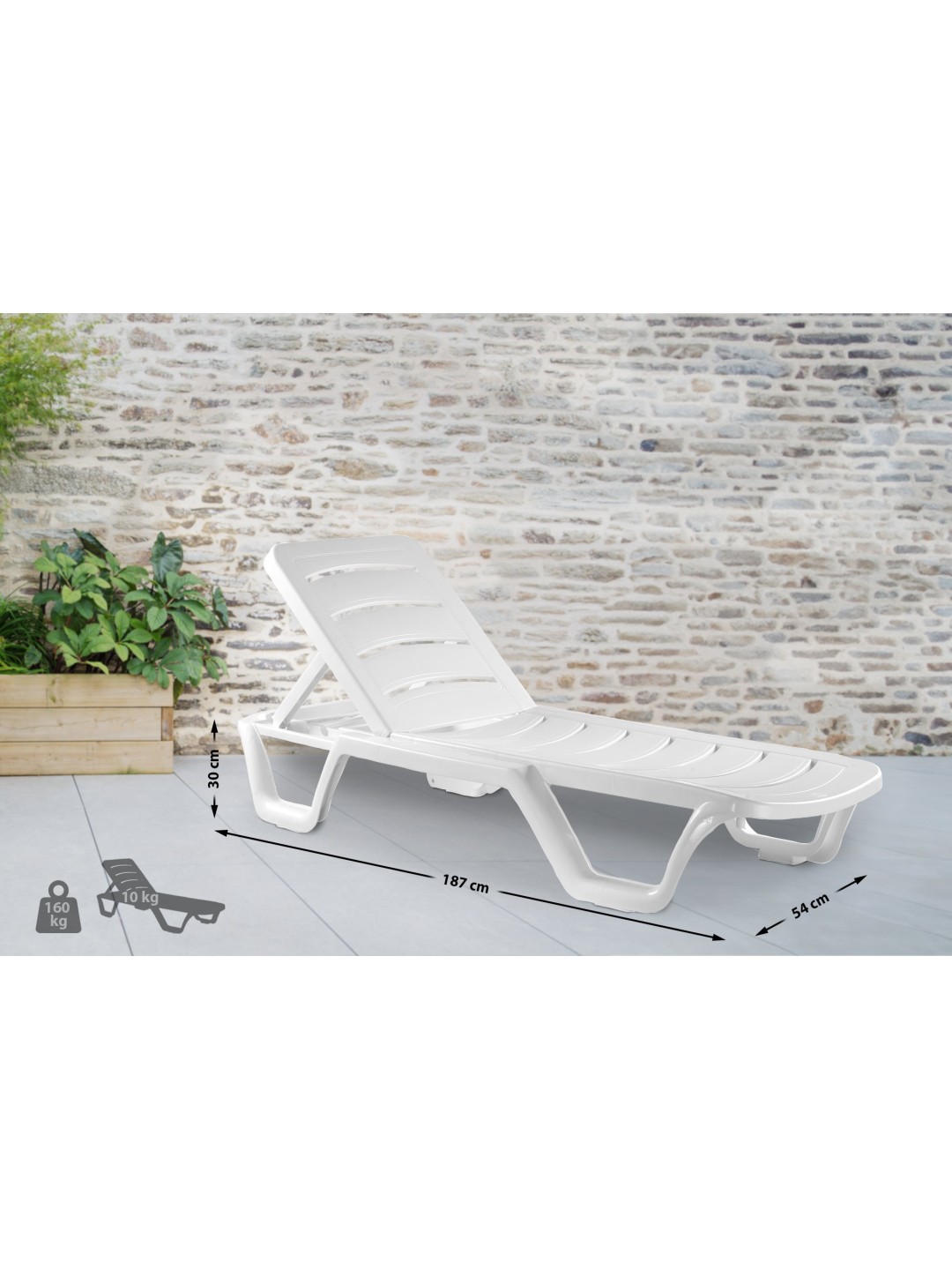 Conjunto de 10 espreguiçadeiras Bahamas, branco