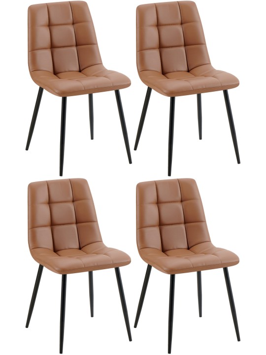 Conjunto de 4 cadeiras de jantar em pele sintética Antibes, castanho escuro