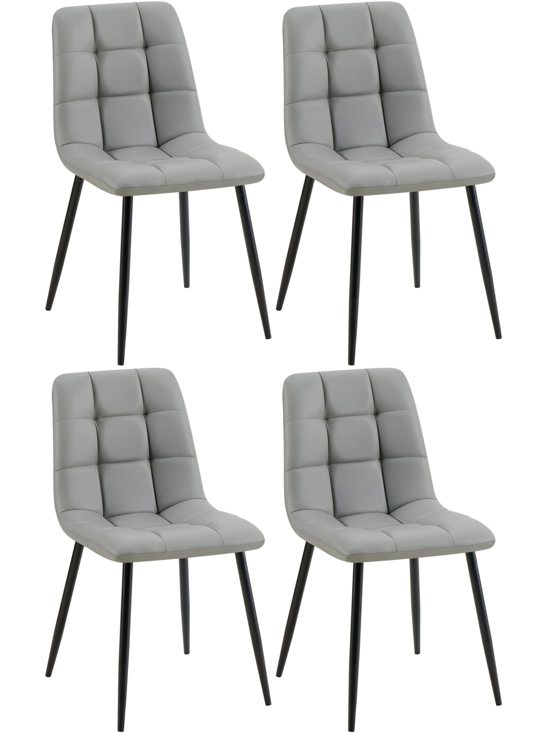 Conjunto de 4 cadeiras de jantar em pele sintética Antibes, cinza claro