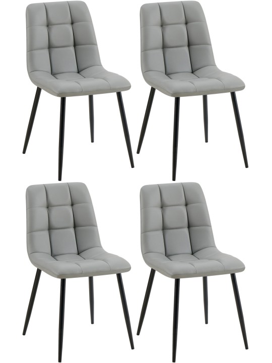 Conjunto de 4 cadeiras de jantar em pele sintética Antibes, cinza claro