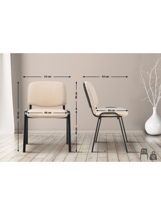 Cadeira para visitantes Ken tecido, creme
