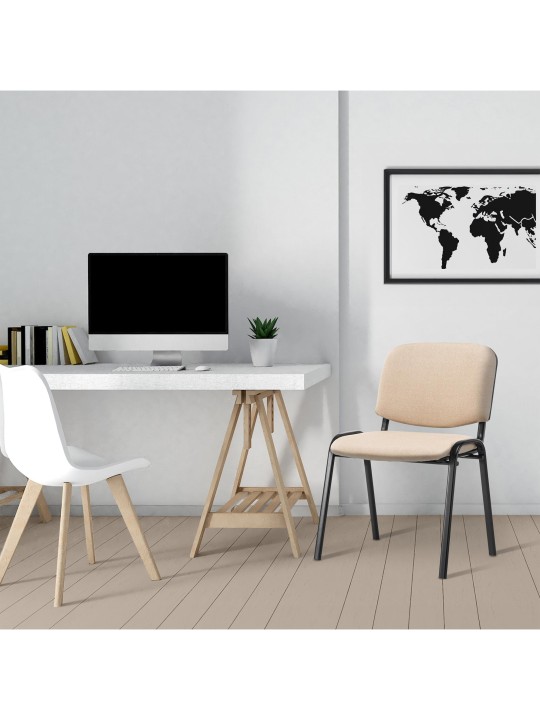 Cadeira para visitantes Ken tecido, creme