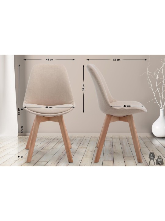 Cadeira para visitantes Borneo V2 tecido Natura, creme