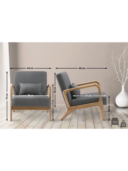 Poltrona tecido Hibbing, cinza claro