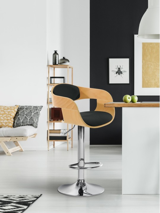 Banqueta alta Kingston C, natural/preto