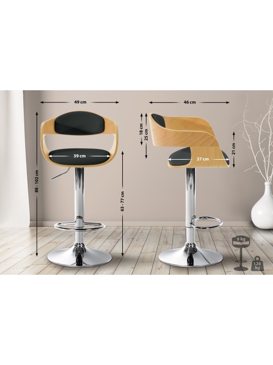 Banqueta alta Kingston C, natural/preto